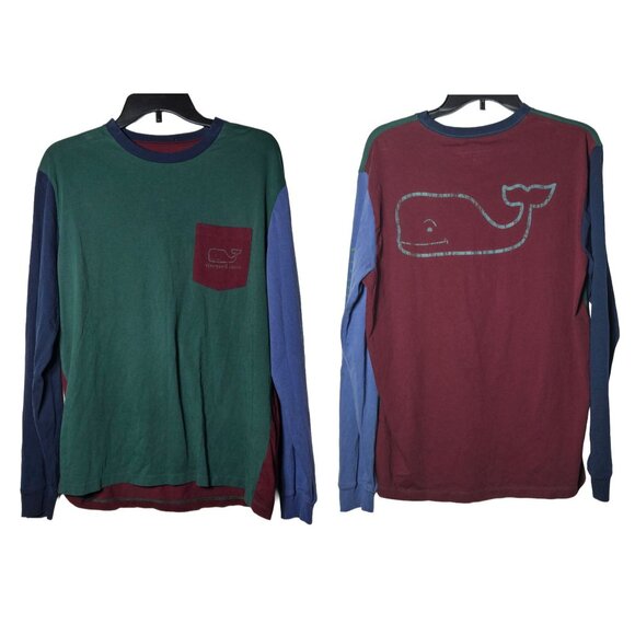 Vineyard Vines Mens Long Sleeve Shirt Size Medium Colorblock Preppy Whale Casual - Picture 1 of 9
